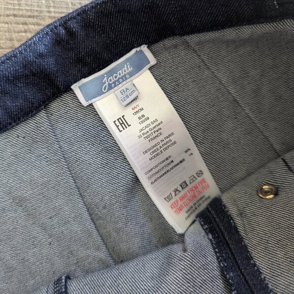 Jacadi Girl's Gold Snaps Pleated Schoolgirl Preppy Modern Jean Denim Skirt 8A - Picture 5 of 6